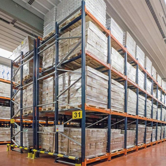 Q235B Or Q355B Steel Push Back Warehouse Racking High Density Pallet ...